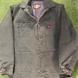 Black Dickies chore jacket with red accents #workwear #chorecoat